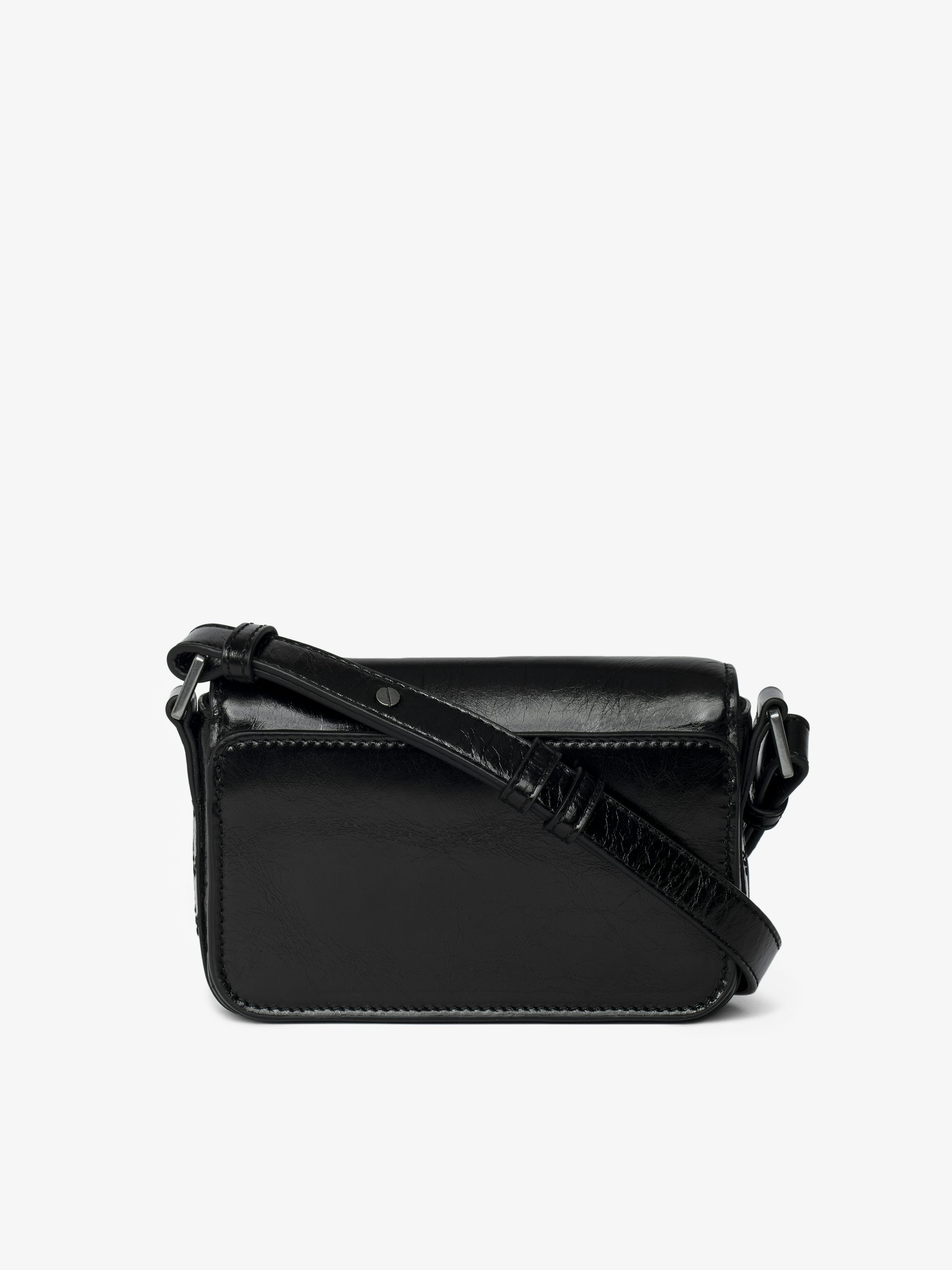 Le Zazi Vintage Patent Bag - Small vintage-inspired patent leather bag with adjustable shoulder strap and signature wings.